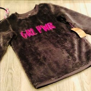 Love at First Sight Faux Fur Pullover GRL Power